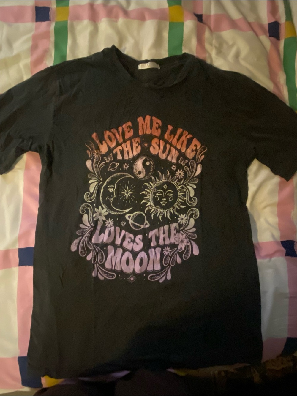 One of a kind Black Graphic Tee - 'Love Me Like The Sun Loves The Moon'